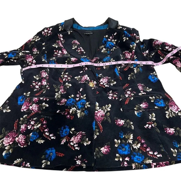 Lane Bryant Women's Size 18 Black Floral Blazer One-Button Mid-Length - Picture 5 of 13